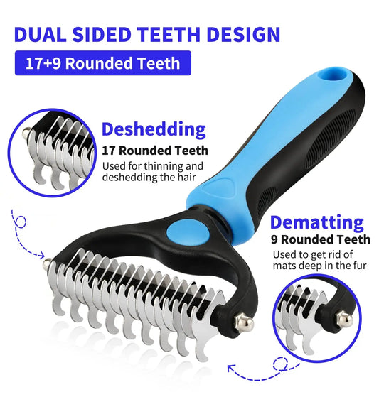 2-in-1 Pet Deshedding Brush | Professional Undercoat Rake