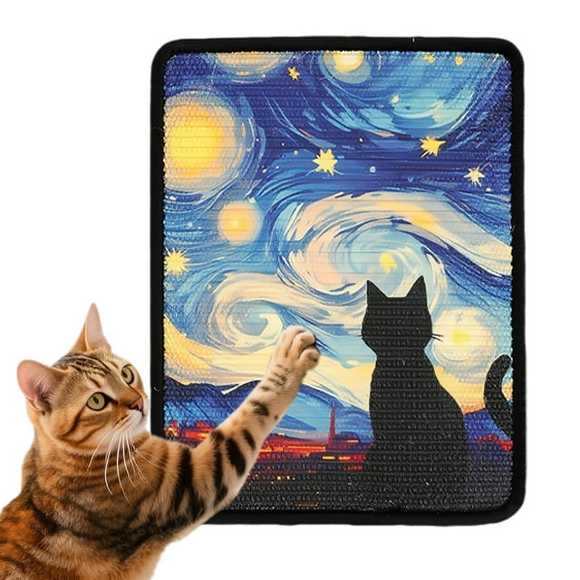 Artistic Wall-Mounted Cat Scratcher: Space-Saving Vertical Scraper for Apartments & Furniture Protection