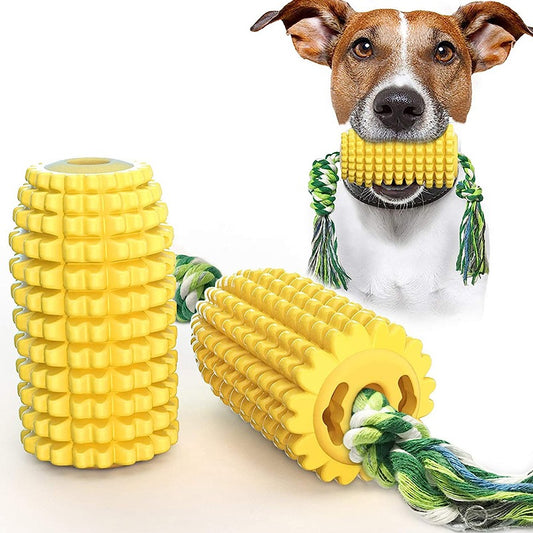 Squeaky Corn Dog Toy | Durable Dental Chew for Strong Chewers