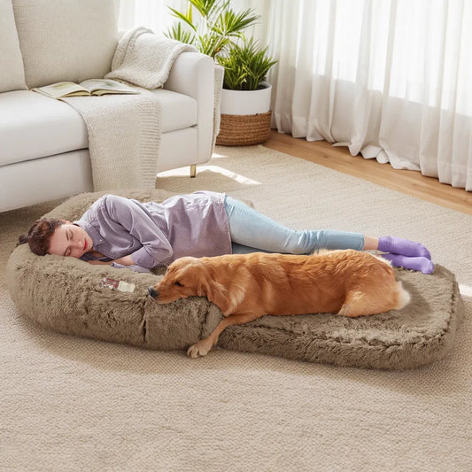 71" Human Dog Bed for People & Pets | Foldable Plush Mat