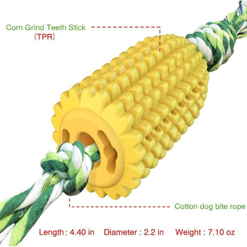Squeaky Corn Dog Toy | Durable Dental Chew for Strong Chewers