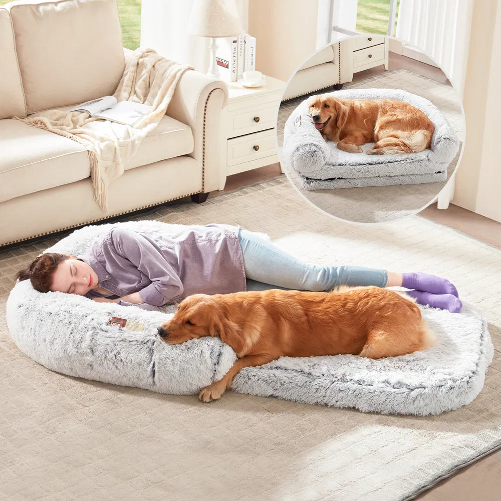 71" Human Dog Bed for People & Pets | Foldable Plush Mat