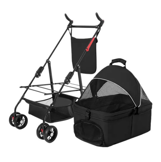 4-Wheel Pet Stroller | Foldable Cart with Removable Washable Liner
