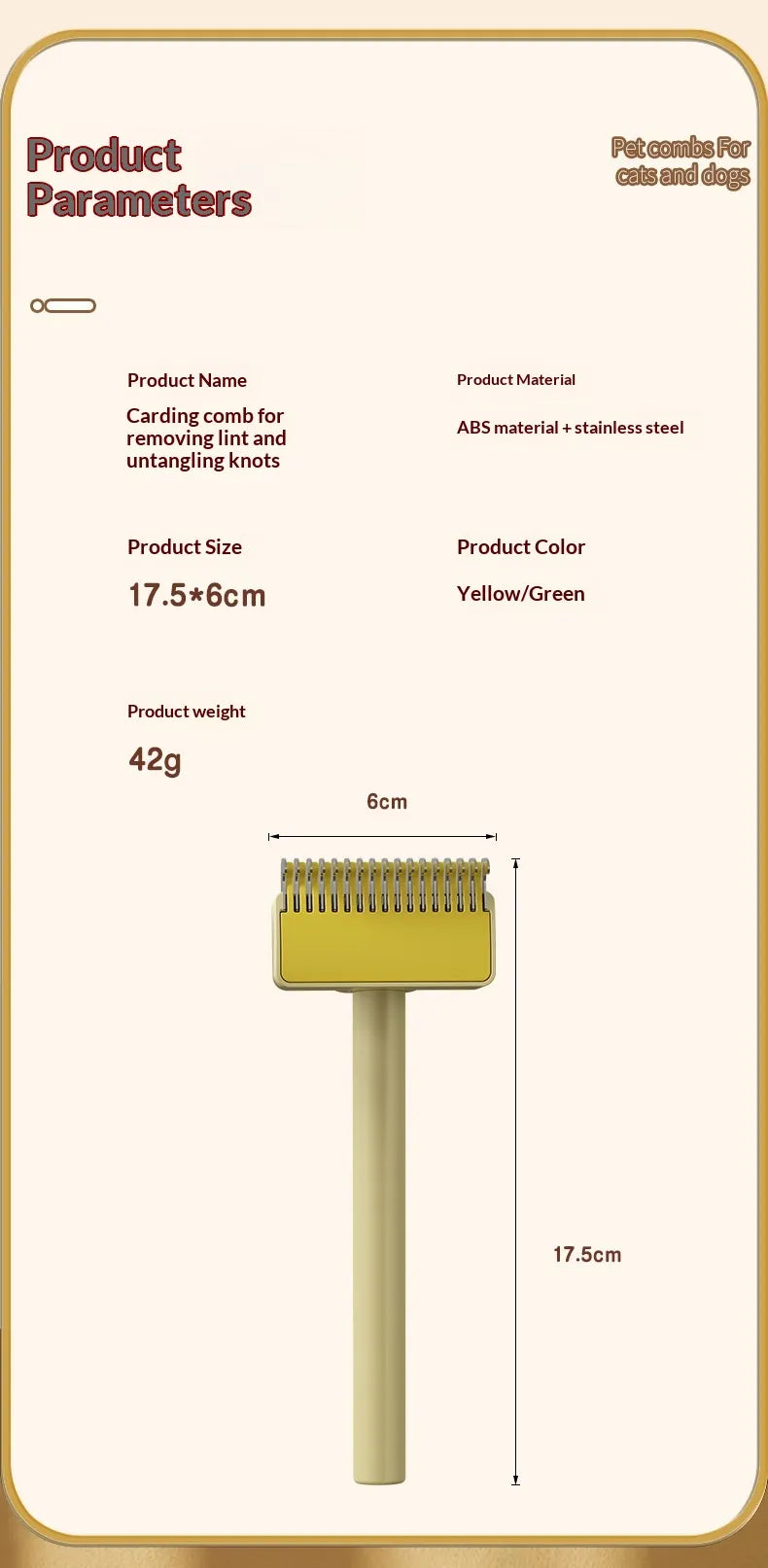 Pet Dematting Rake & Comb | Undercoat Deshedding Tool for Dogs & Cats