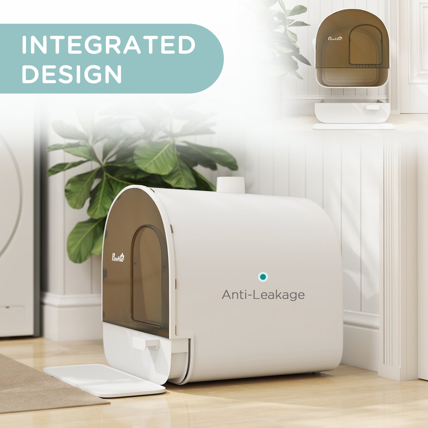 White Hooded Cat Litter Box | Odor Control Filter & Scoop Included