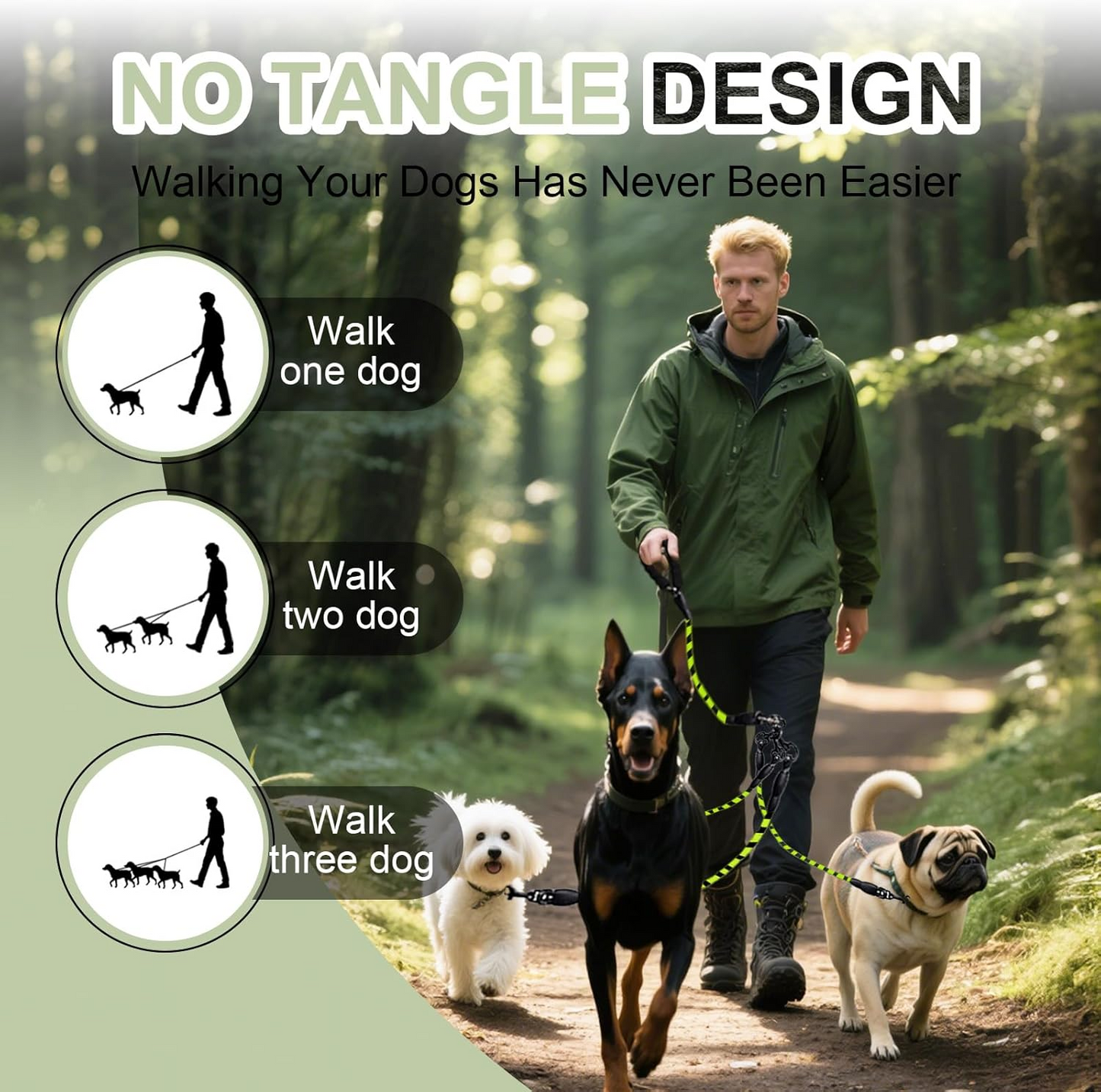 Turn chaotic, tangled multi-dog walks into a perfectly synchronized, effortless stroll—managing your entire pack with just one hand.