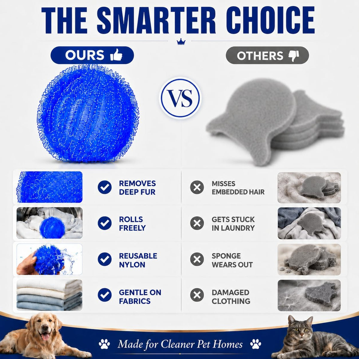 Stop pulling “clean” clothes out of the wash only to find them still coated in pet fur. Toss these in, run your normal cycle, and enjoy fur-free laundry without spending half your morning with a sticky lint roller!