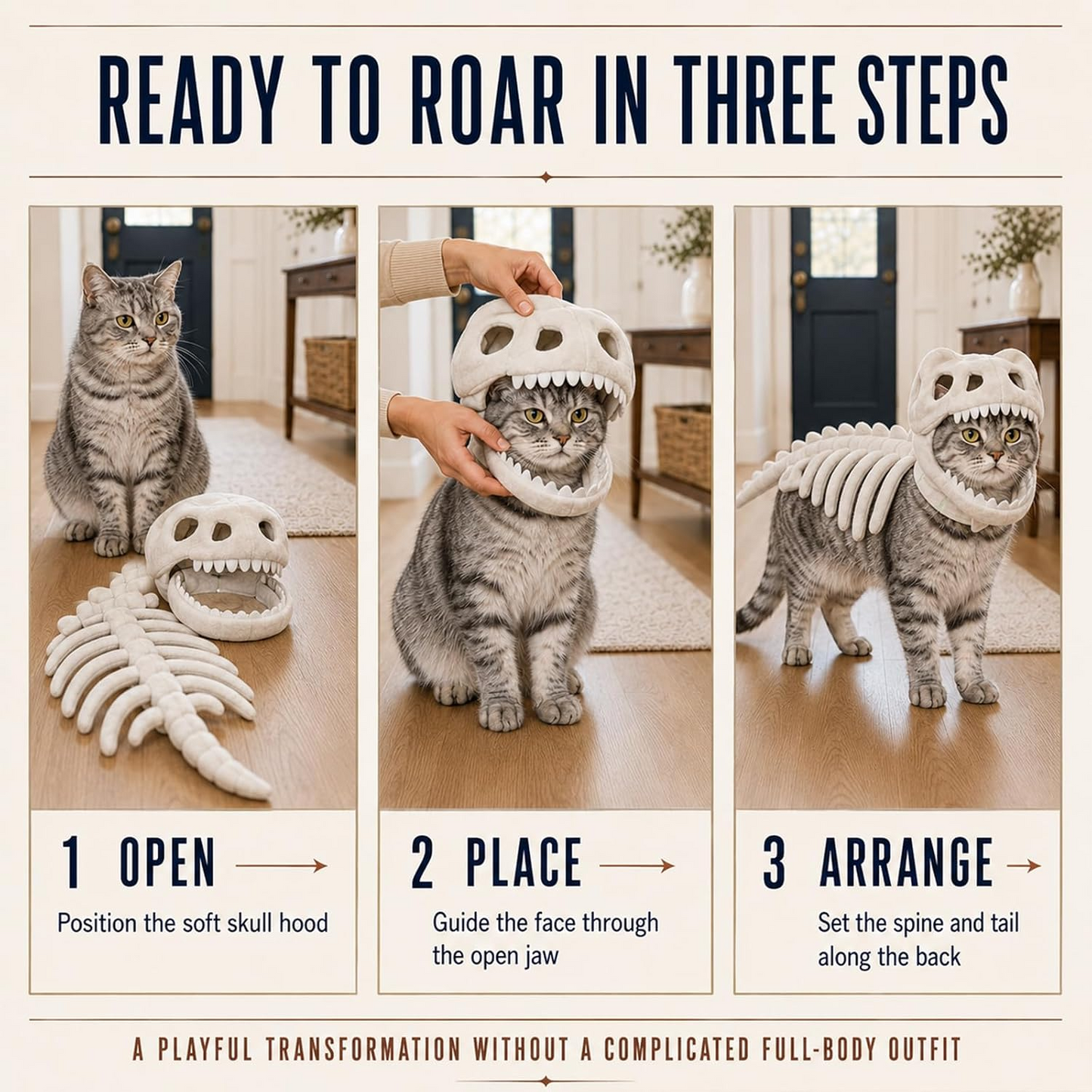 Turn off the lights and unleash a glowing prehistoric legend—giving your small-to-medium pet a show-stopping, ultra-comfortable Halloween look that creates unforgettable memories.
