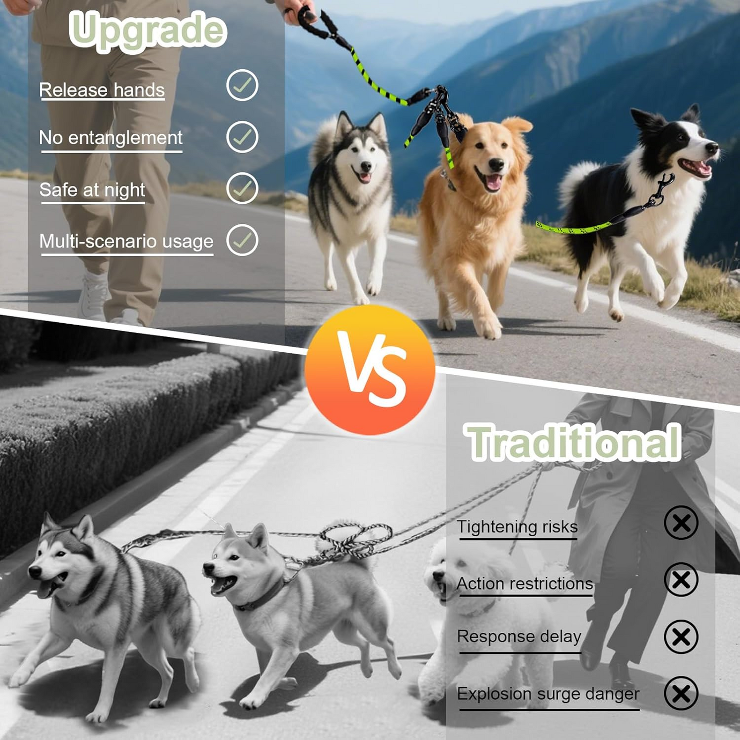 Turn chaotic, tangled multi-dog walks into a perfectly synchronized, effortless stroll—managing your entire pack with just one hand.
