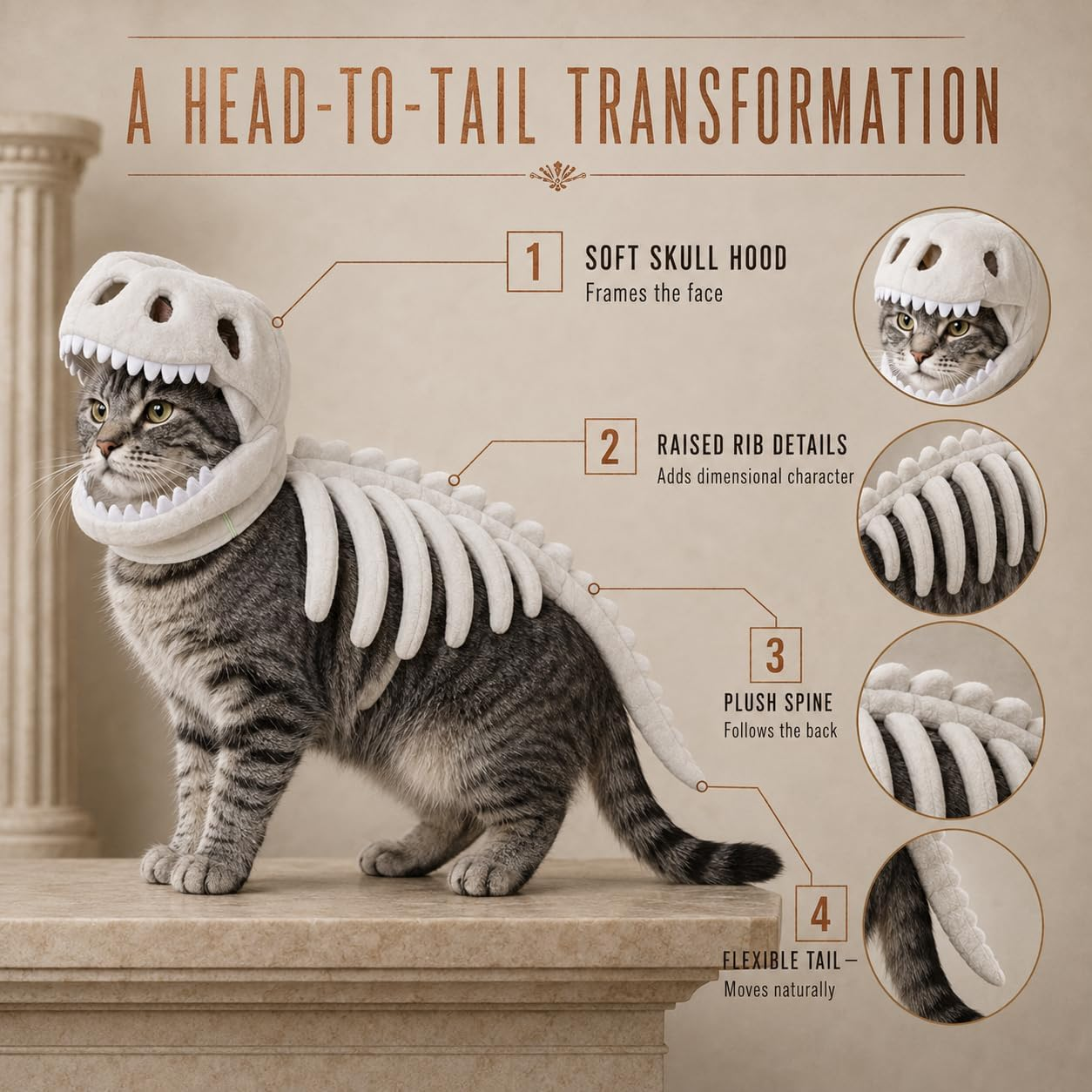 Turn off the lights and unleash a glowing prehistoric legend—giving your small-to-medium pet a show-stopping, ultra-comfortable Halloween look that creates unforgettable memories.