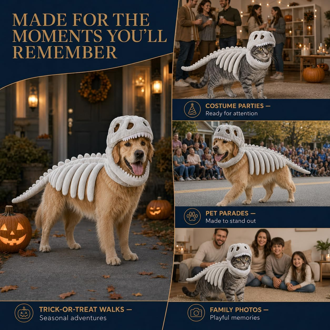 Turn off the lights and unleash a glowing prehistoric legend—giving your small-to-medium pet a show-stopping, ultra-comfortable Halloween look that creates unforgettable memories.