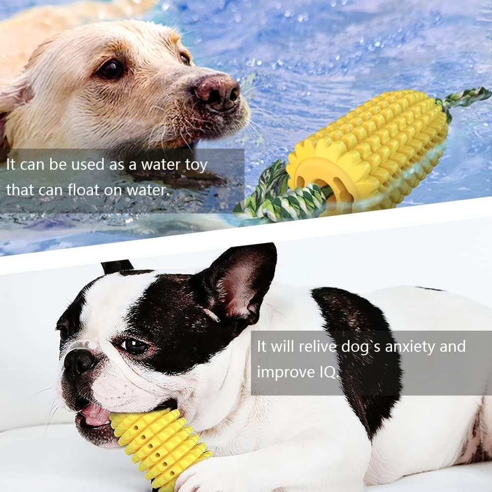 Squeaky Corn Dog Toy | Durable Dental Chew for Strong Chewers