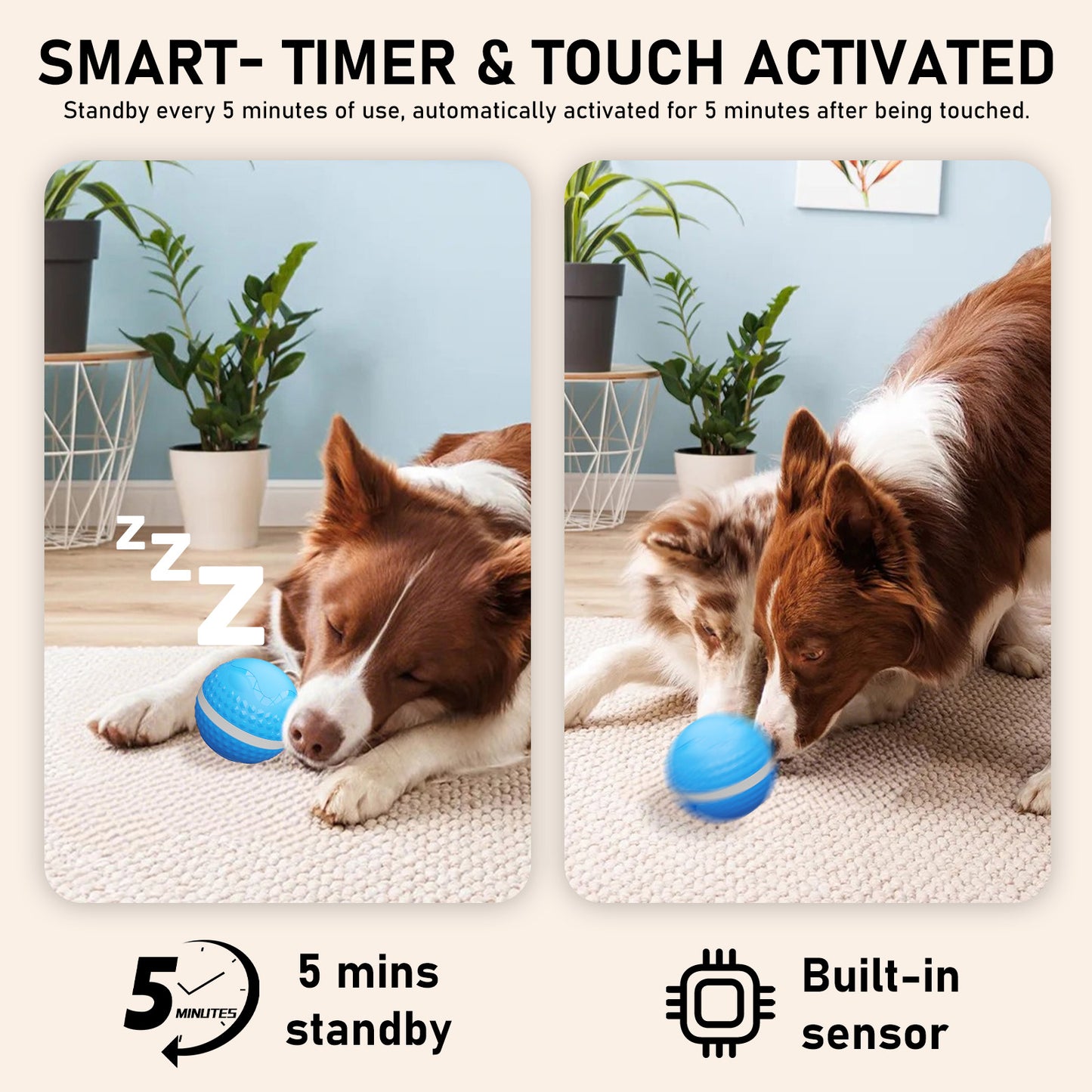 Smart Automatic Dog Ball | Motion Activated LED Toy for Large Dogs