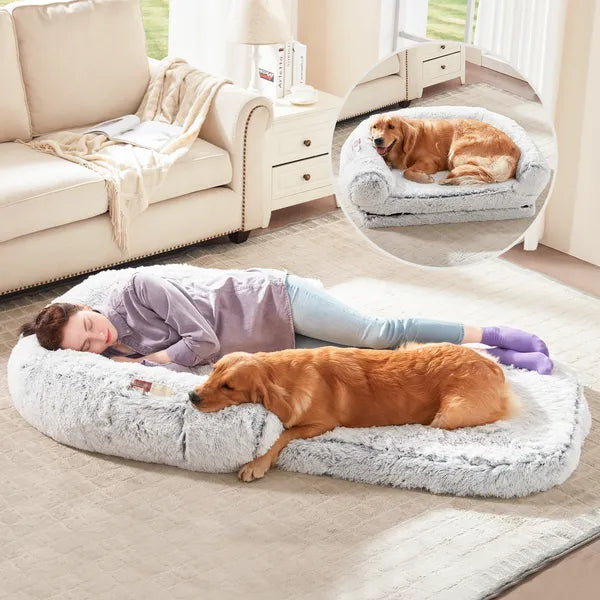 71" Human Dog Bed for People & Pets | Foldable Plush Mat