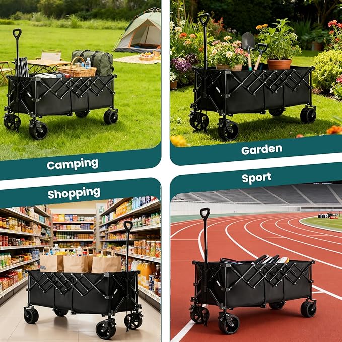 440-lb Heavy-Duty Foldable Utility Wagon | All-Terrain Beach & Garden Cart