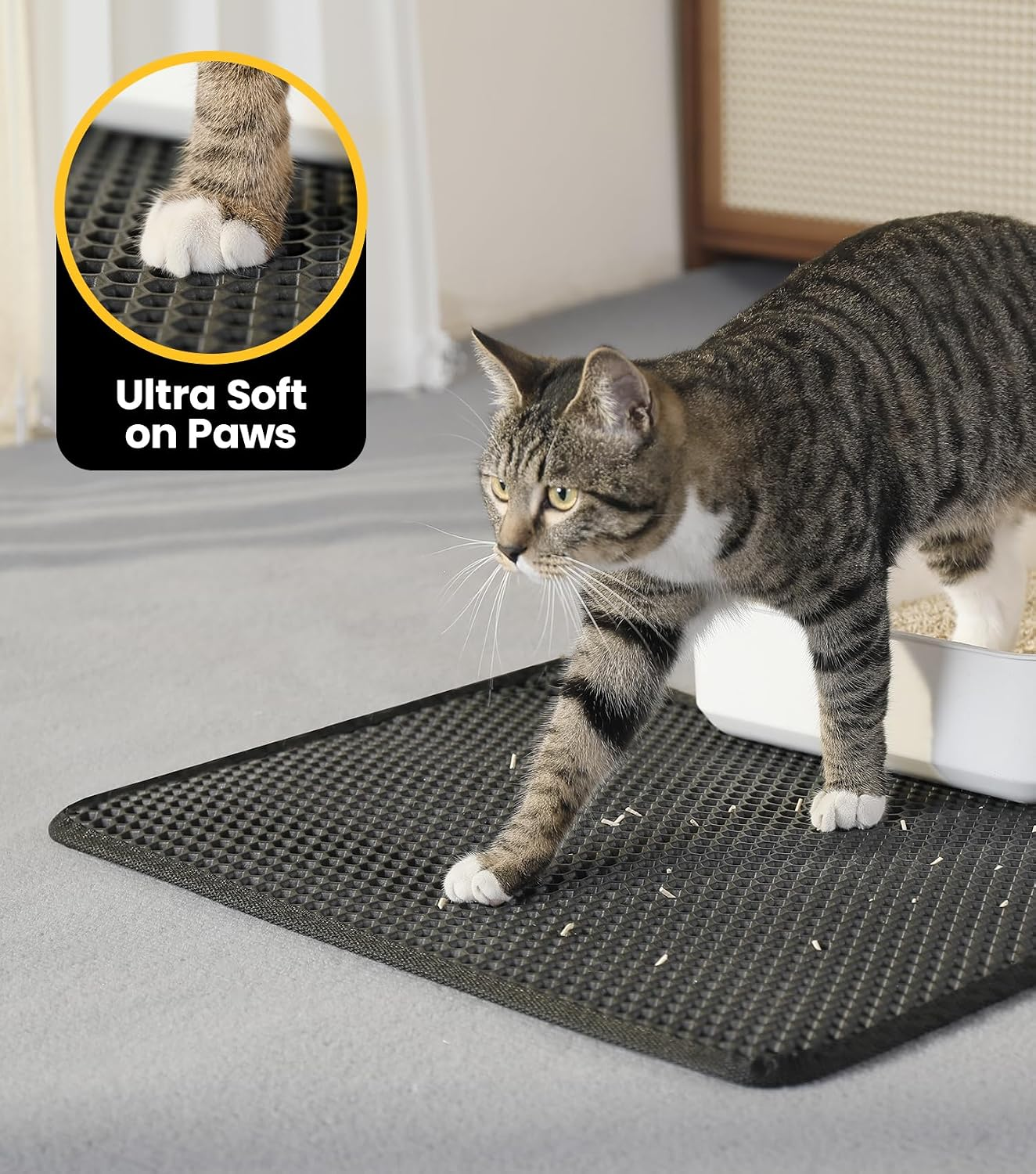 End the daily nightmare of stepping on crunchy litter with bare feet—reclaim your spotless, odor-free hardwood floors and carpets with an effortless trapping mat that cleans itself in seconds.