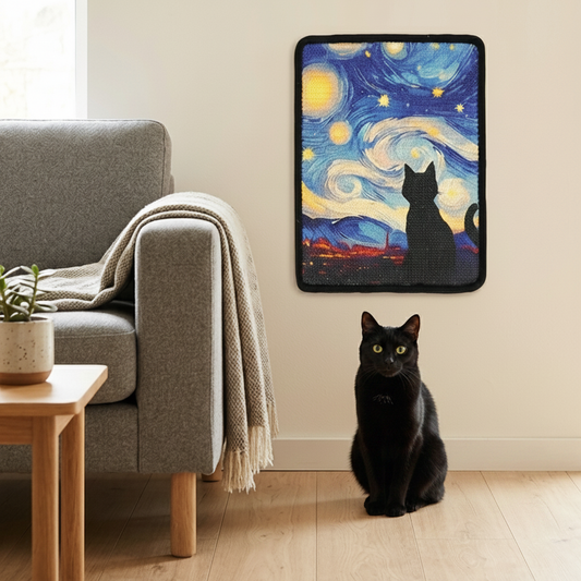 Turn your walls into a mindful gallery where eco-friendly design meets your cat's instinctual need for a satisfying, full-body stretch.