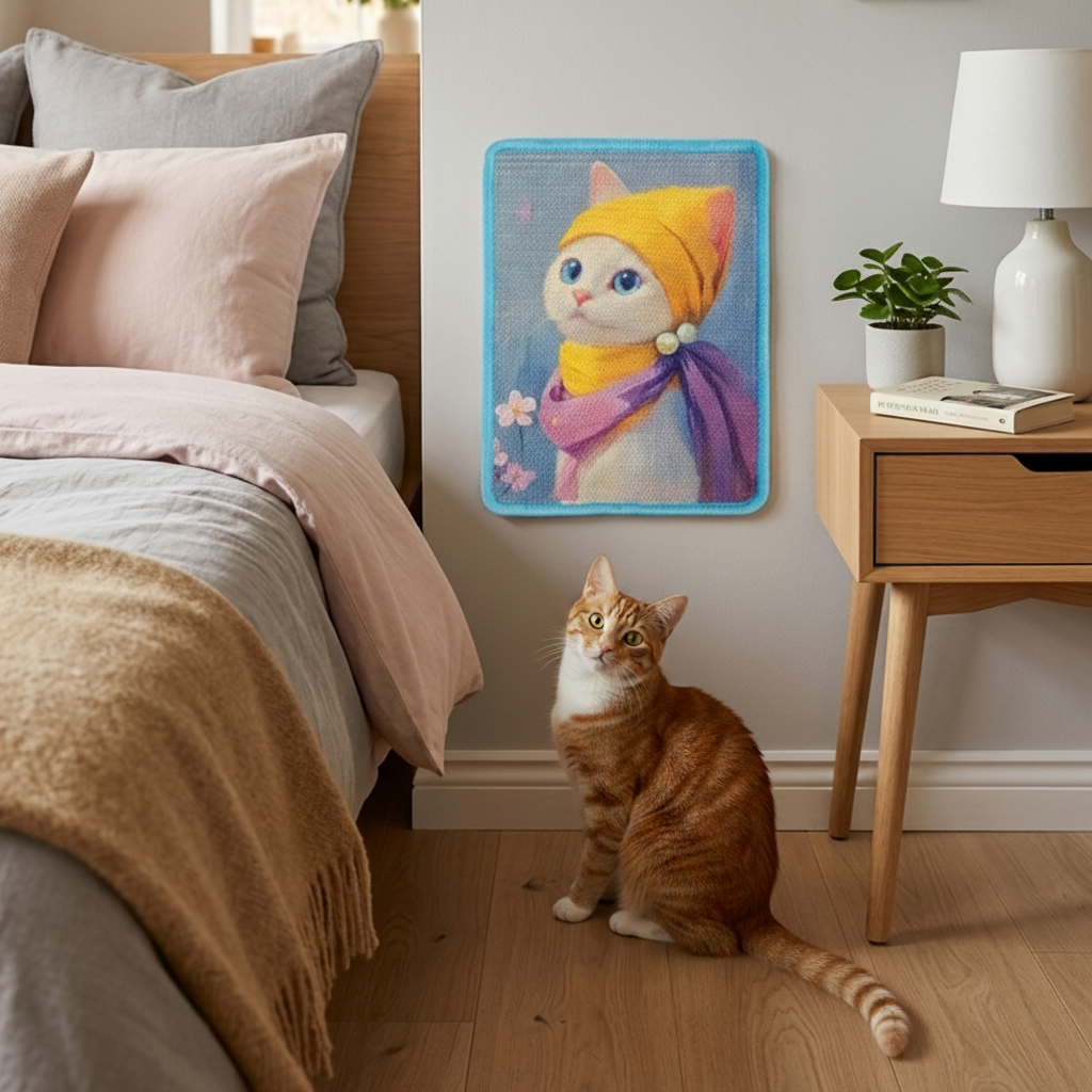Turn your walls into a mindful gallery where eco-friendly design meets your cat's instinctual need for a satisfying, full-body stretch.
