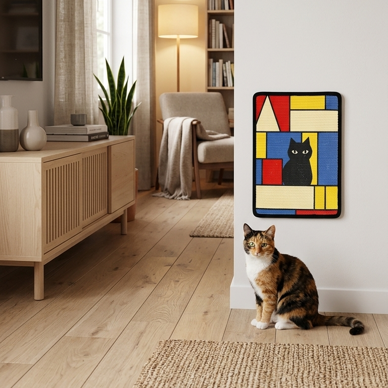 Turn your walls into a mindful gallery where eco-friendly design meets your cat's instinctual need for a satisfying, full-body stretch.