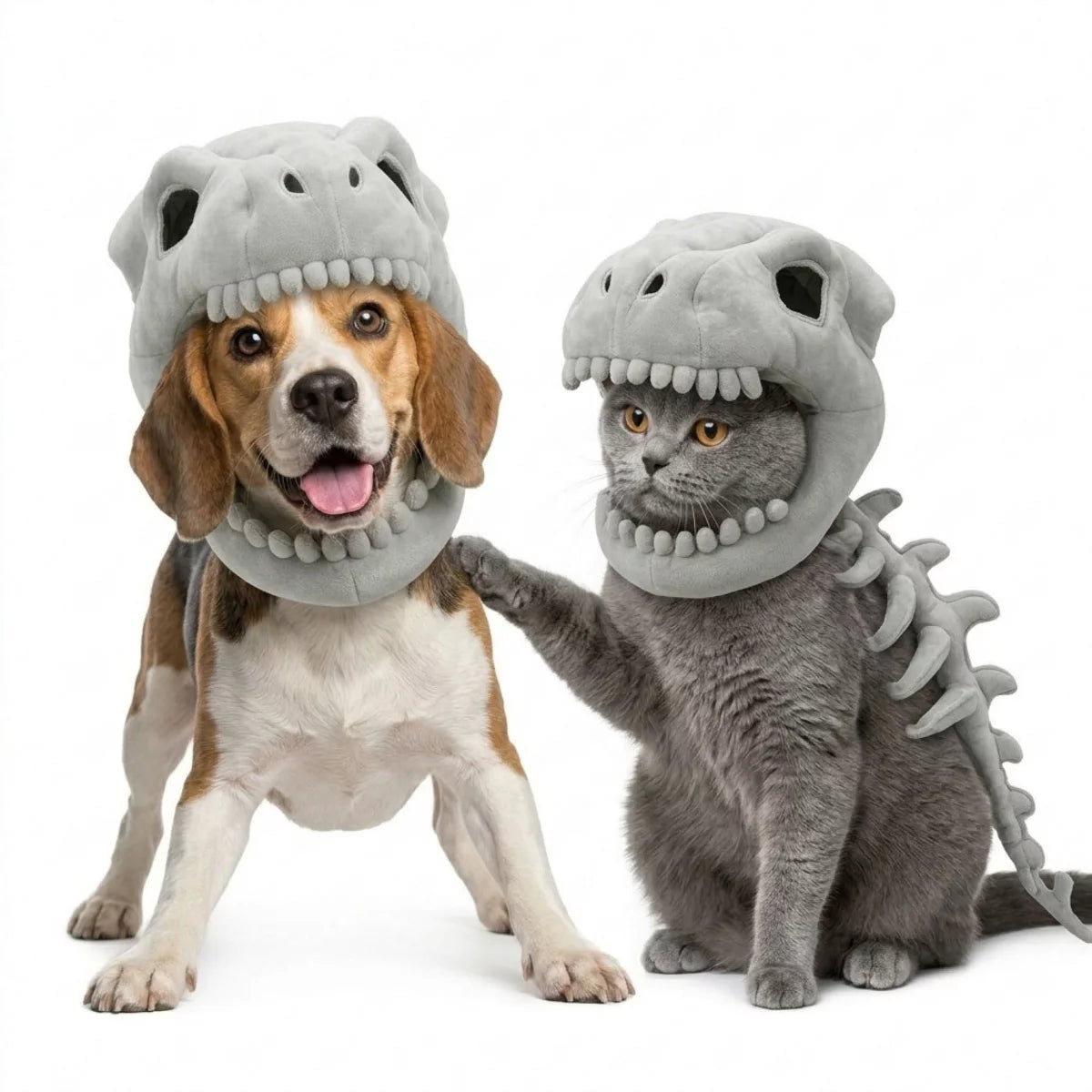 Dinosaur Skeleton Plush Costume for Dogs and Cat, Turn off the lights and unleash a glowing prehistoric legend—giving your small-to-medium pet a show-stopping, ultra-comfortable Halloween look that creates unforgettable memories.
