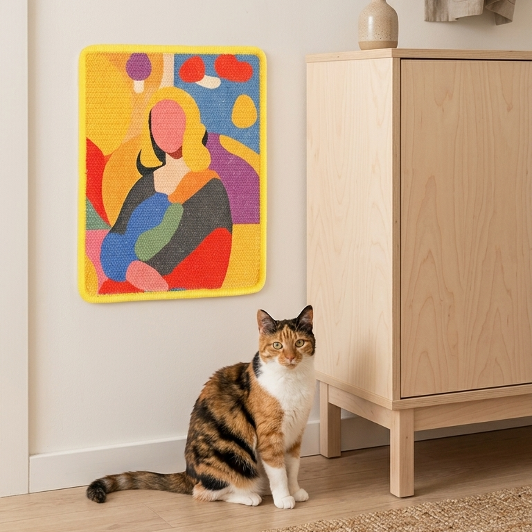 Turn your walls into a mindful gallery where eco-friendly design meets your cat's instinctual need for a satisfying, full-body stretch.