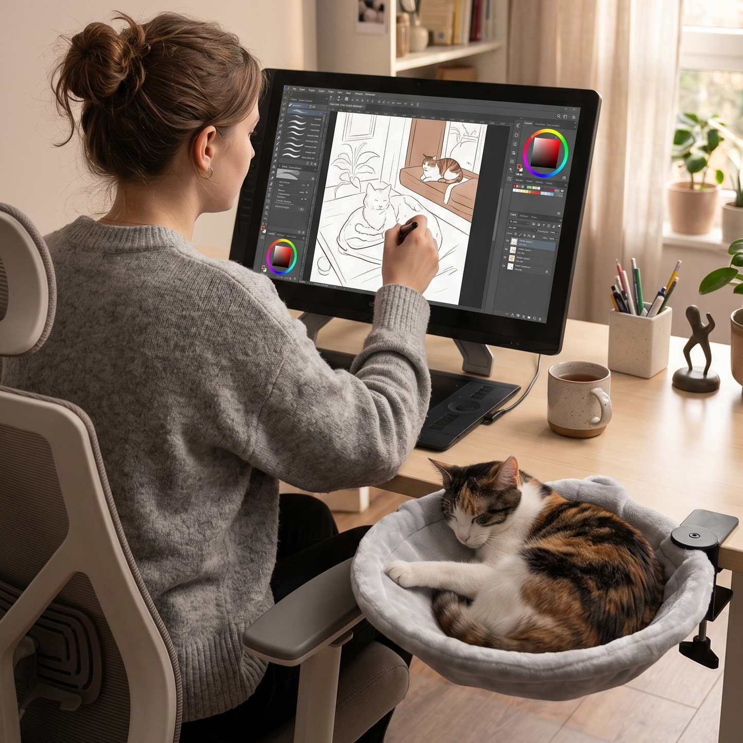 Co-Working in Cloud-Nine Comfort: Why Your Feline Assistant Needs a Floating Executive Suite.