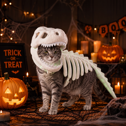 Turn off the lights and unleash a glowing prehistoric legend—giving your small-to-medium pet a show-stopping, ultra-comfortable Halloween look that creates unforgettable memories.