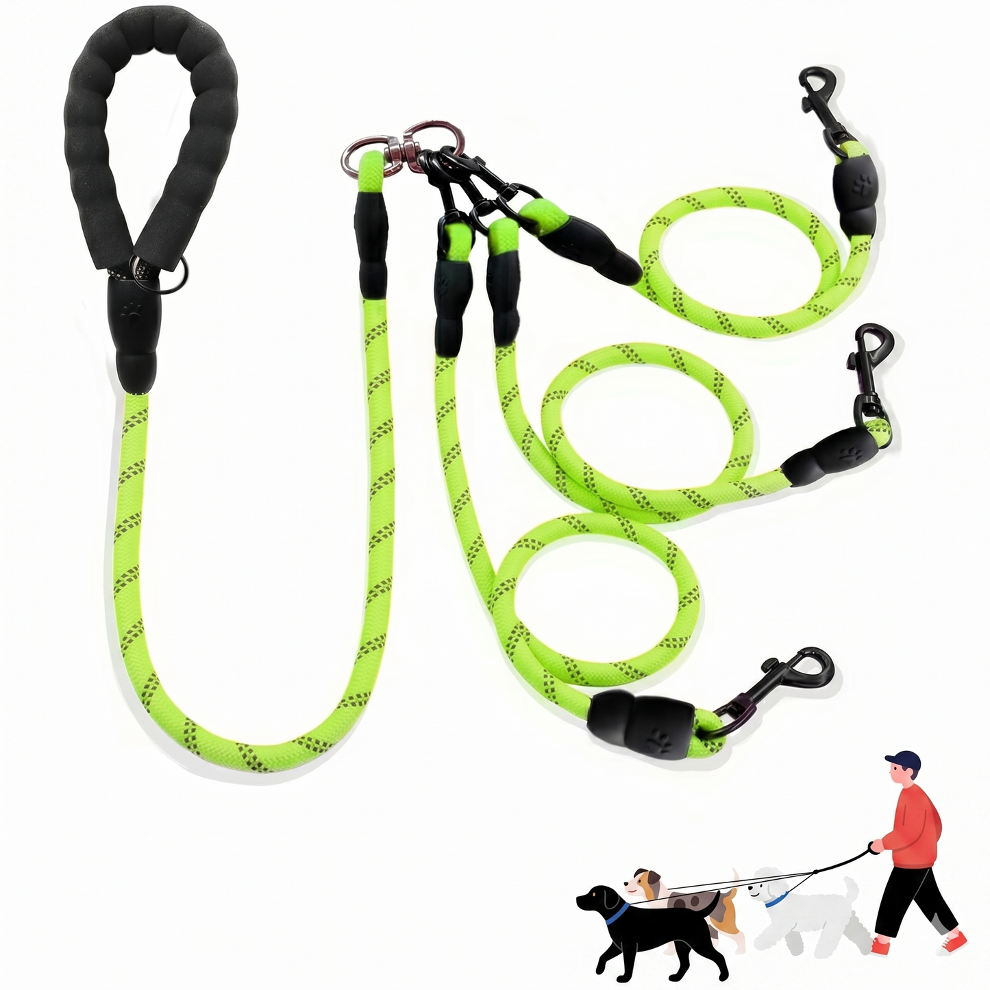 Turn chaotic, tangled multi-dog walks into a perfectly synchronized, effortless stroll—managing your entire pack with just one hand.