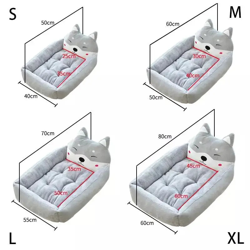 Cartoon Corgi Pet Sofa Bed | Soft Plush Dog Mat with Removable Cover (S-XL)