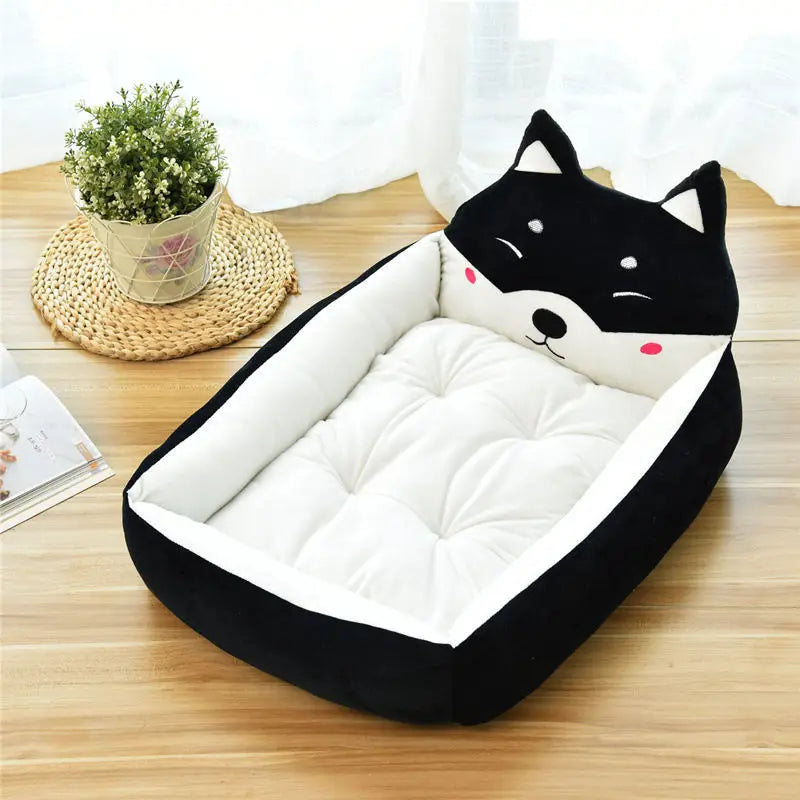 Cartoon Corgi Pet Sofa Bed | Soft Plush Dog Mat with Removable Cover (S-XL)
