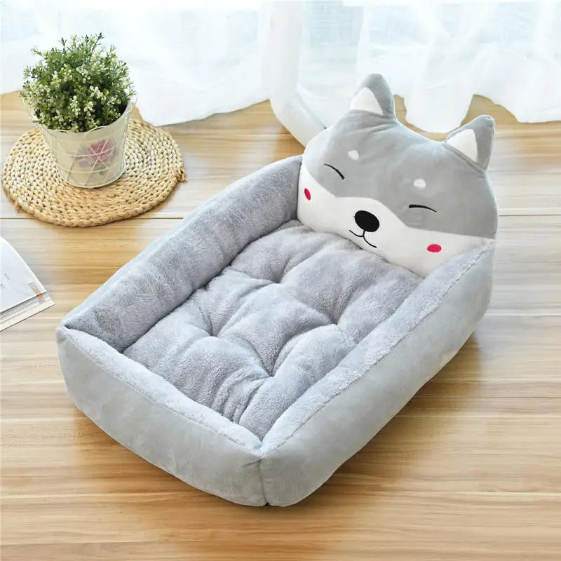 Cartoon Corgi Pet Sofa Bed | Soft Plush Dog Mat with Removable Cover (S-XL)