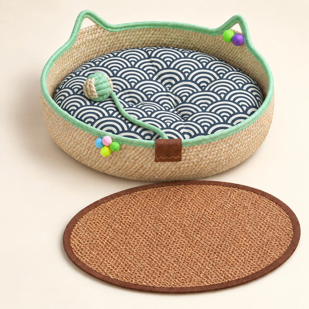 The only bed your cat won’t trade for a shipping box. Den-like security for them; quiet luxury for your home.