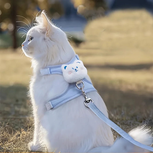 Cute I-Shaped Cat & Small Dog Harness Set | Flower Decor