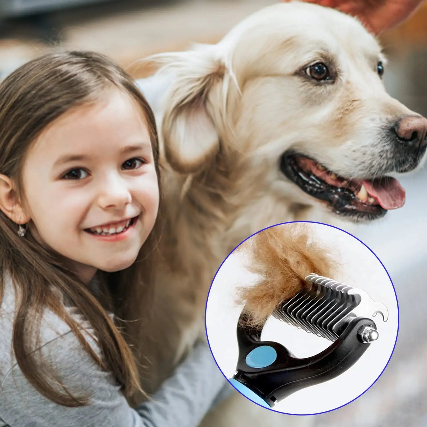 2-in-1 Pet Deshedding Brush | Professional Undercoat Rake