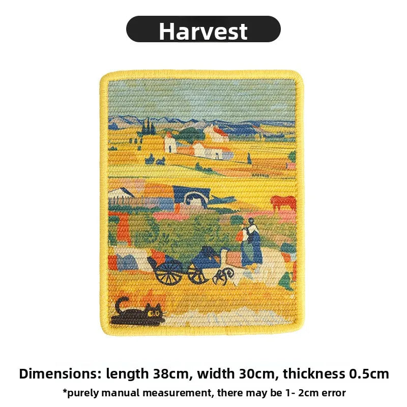 Artistic Wall-Mounted Cat Scratcher: Space-Saving Vertical Scraper for Apartments & Furniture Protection