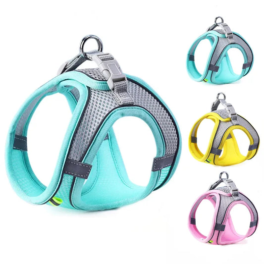 Reflective Breathable Mesh Pet Harness Set | No-Pull Vest for Cats & Small Dogs (1.5kg - 11kg)
