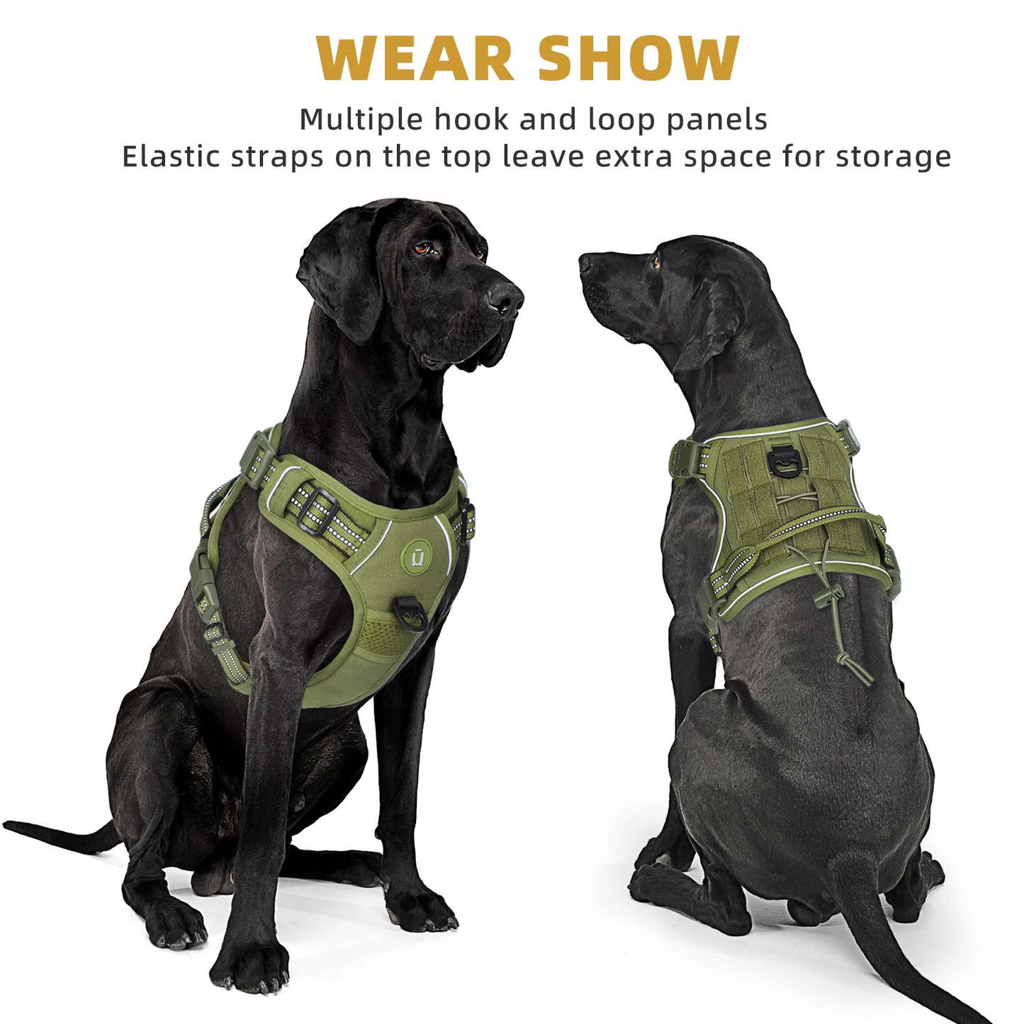 Tactical No-Pull Dog Harness | Reflective MOLLE Vest for Large Dogs