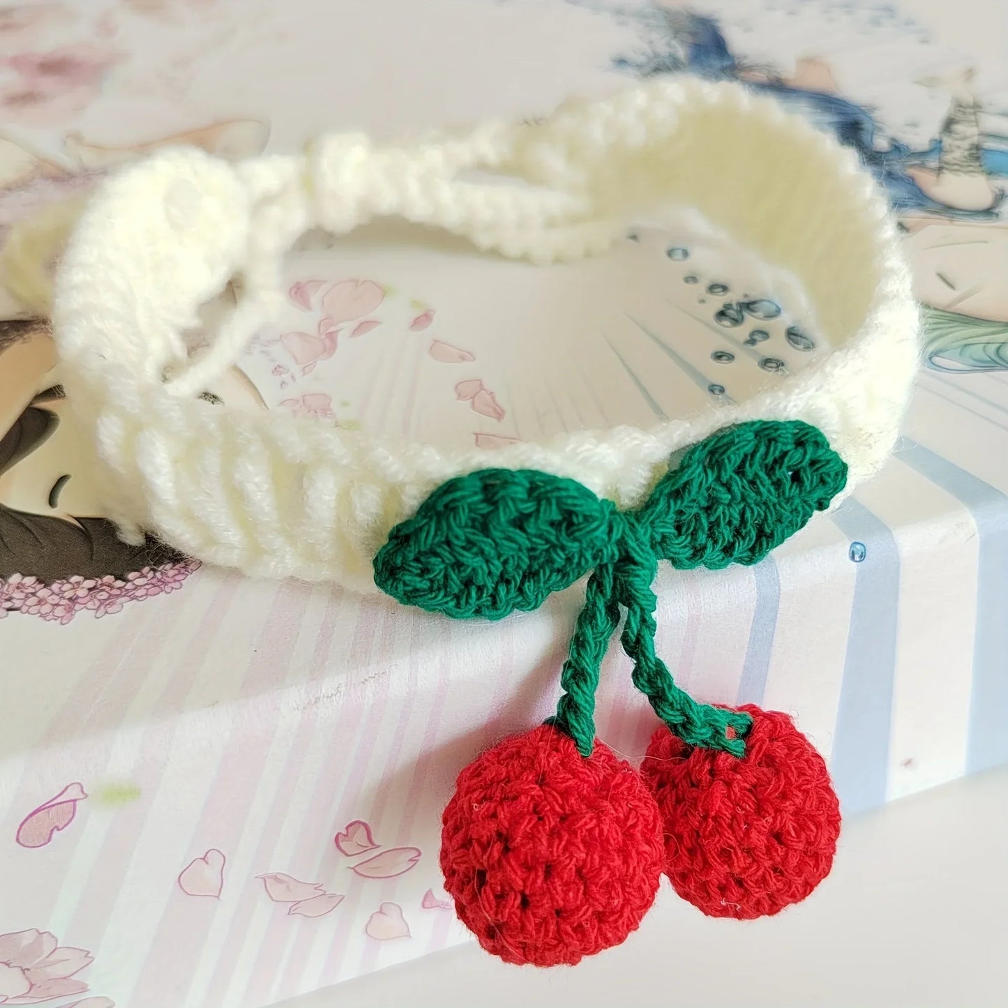 Handmade Cat Collar with Cherry