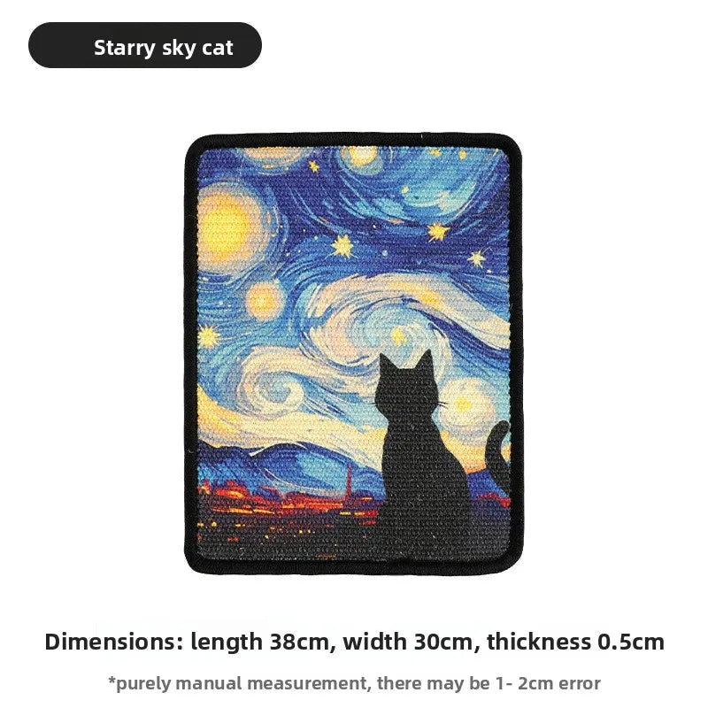 Artistic Wall-Mounted Cat Scratcher: Space-Saving Vertical Scraper for Apartments & Furniture Protection