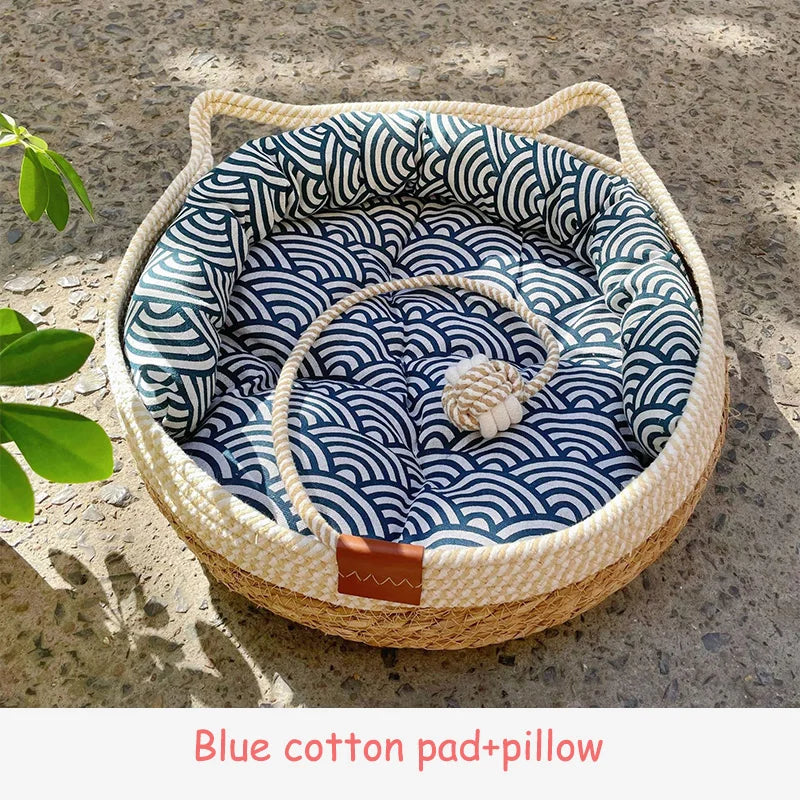 Create a mindful sanctuary for your feline friend with a beautifully crafted, all-season resting place that flawlessly elevates your home's aesthetic.