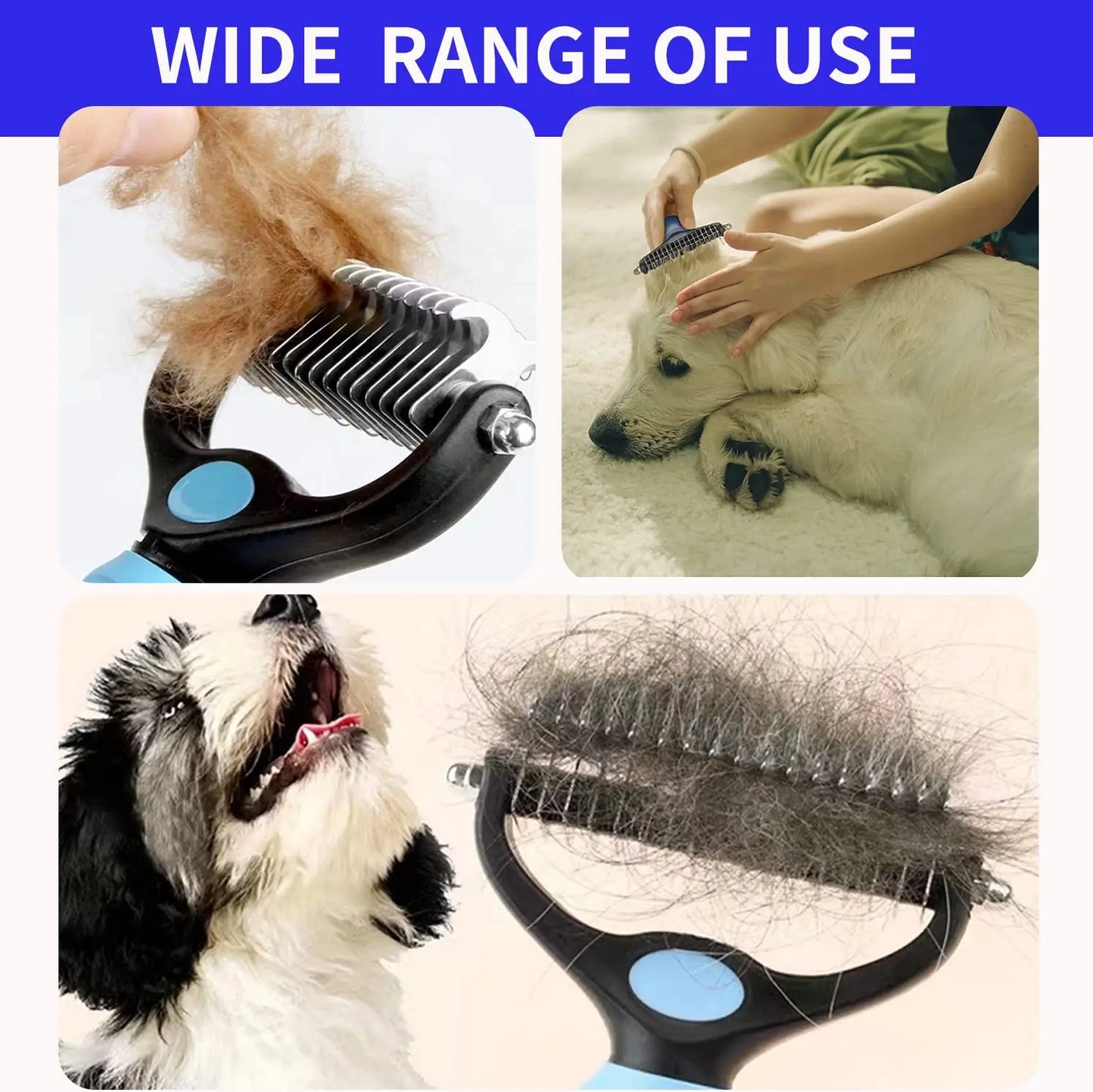 2-in-1 Pet Deshedding Brush | Professional Undercoat Rake