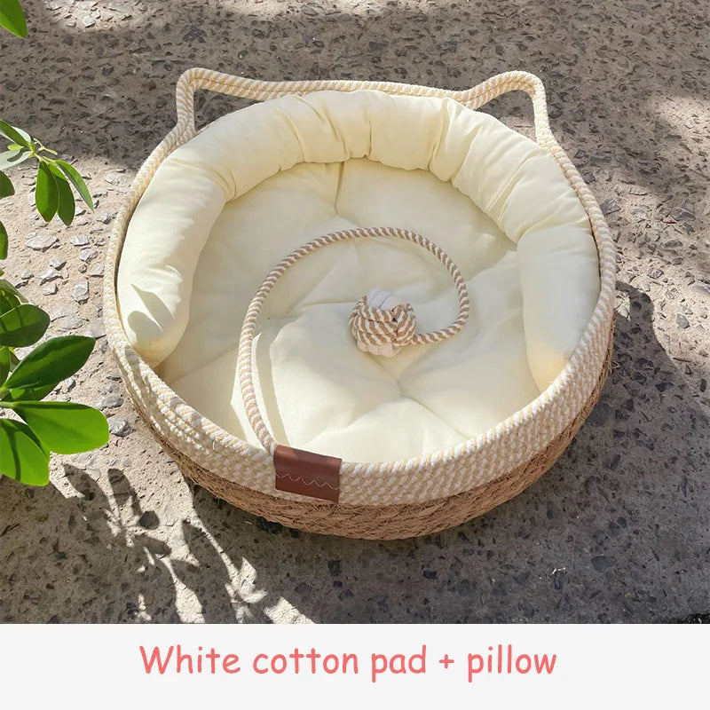 Create a mindful sanctuary for your feline friend with a beautifully crafted, all-season resting place that flawlessly elevates your home's aesthetic.