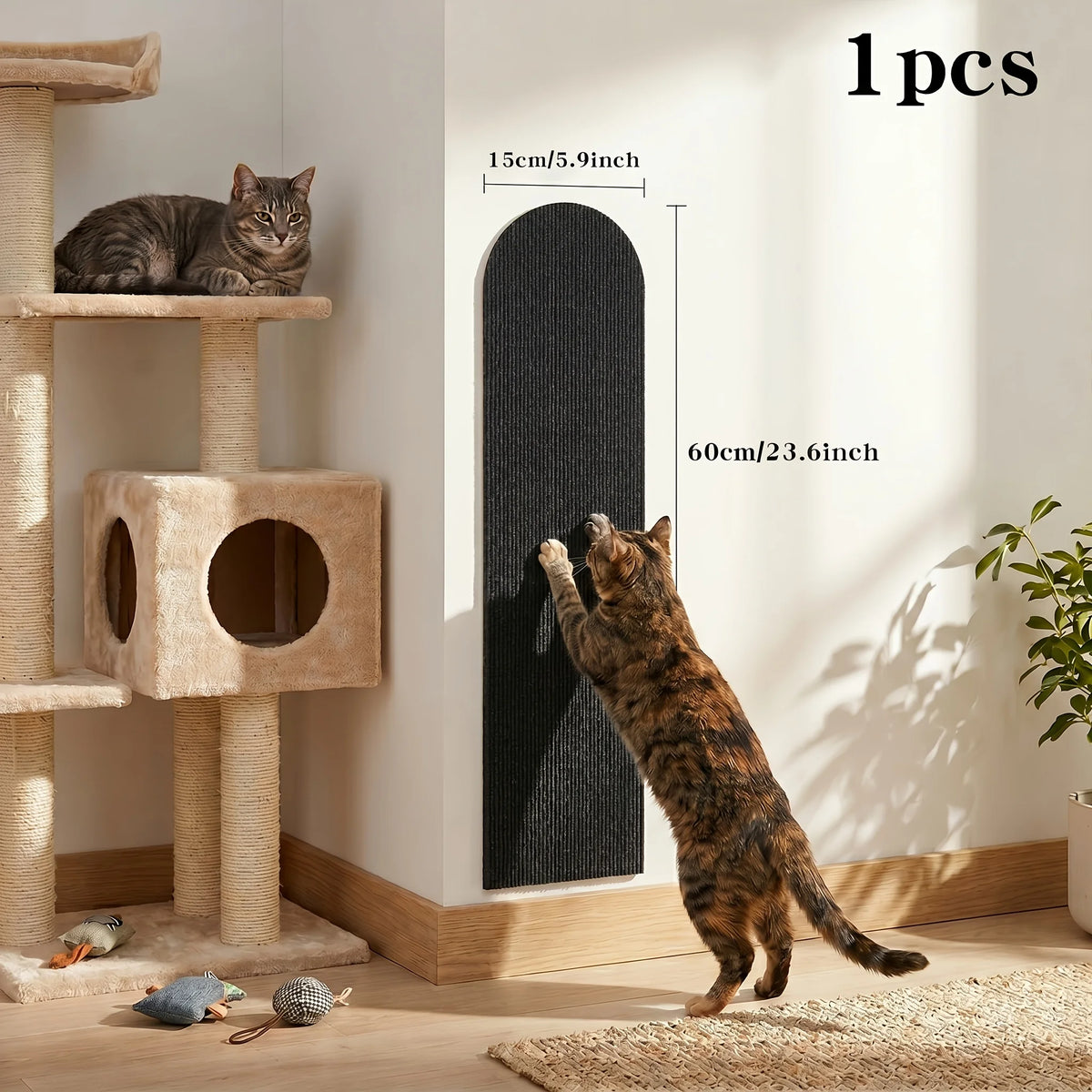 Stop sofa shredding without covering your home in ugly plastic wrap. Give your cat a full-body vertical stretch that actually complements your decor.