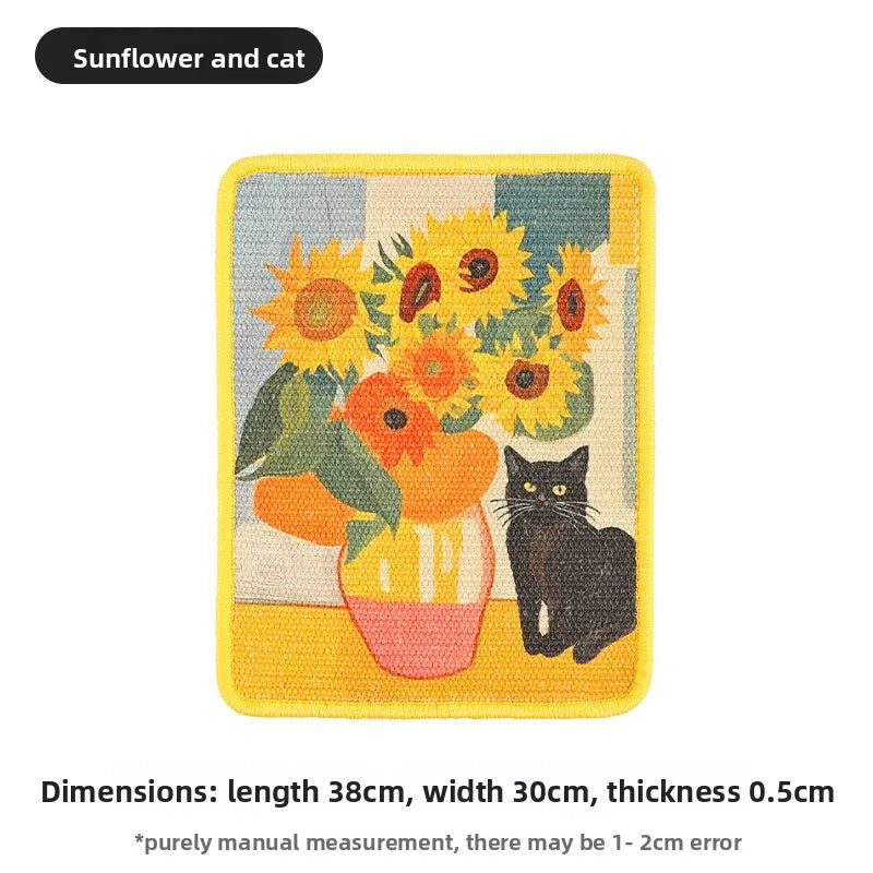 Artistic Wall-Mounted Cat Scratcher: Space-Saving Vertical Scraper for Apartments & Furniture Protection