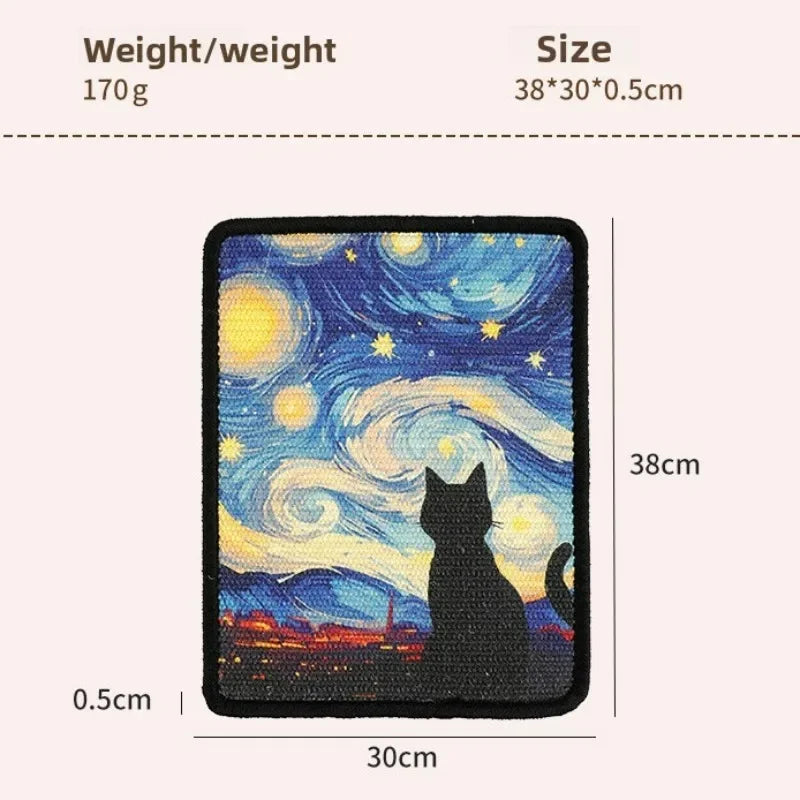 Artistic Wall-Mounted Cat Scratcher: Space-Saving Vertical Scraper for Apartments & Furniture Protection