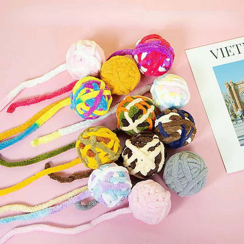 Self-Entertaining Cat Toys - Interactive Chew & Teaser Balls with Bell for Kittens