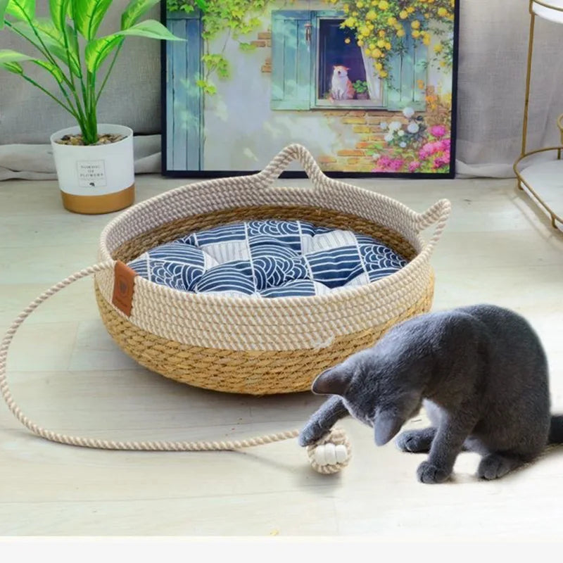 Create a mindful sanctuary for your feline friend with a beautifully crafted, all-season resting place that flawlessly elevates your home's aesthetic.