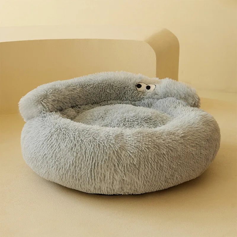 Warm Long Plush Cat Bed for Cats & Small Dogs