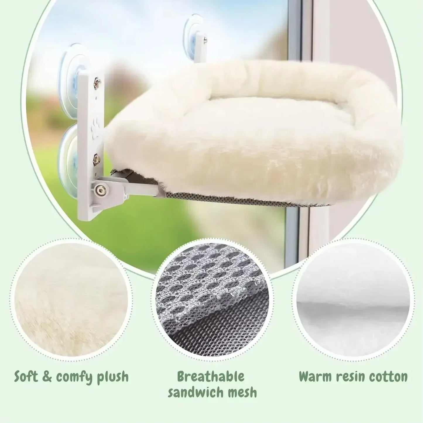 Winter Cat Window Hammock | 40lb Capacity Suction Cup Perch