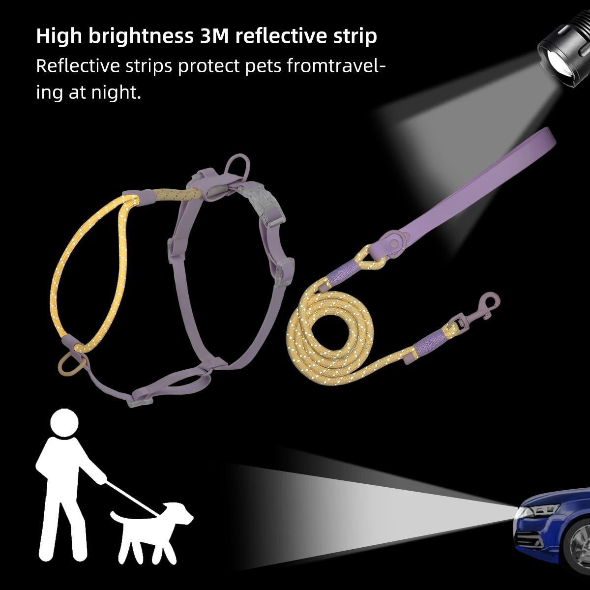 Transform hot, frantic summer walks into a cool, synchronized fashion runway—shielding your pup with featherlight breathability and unshakeable nighttime safety.